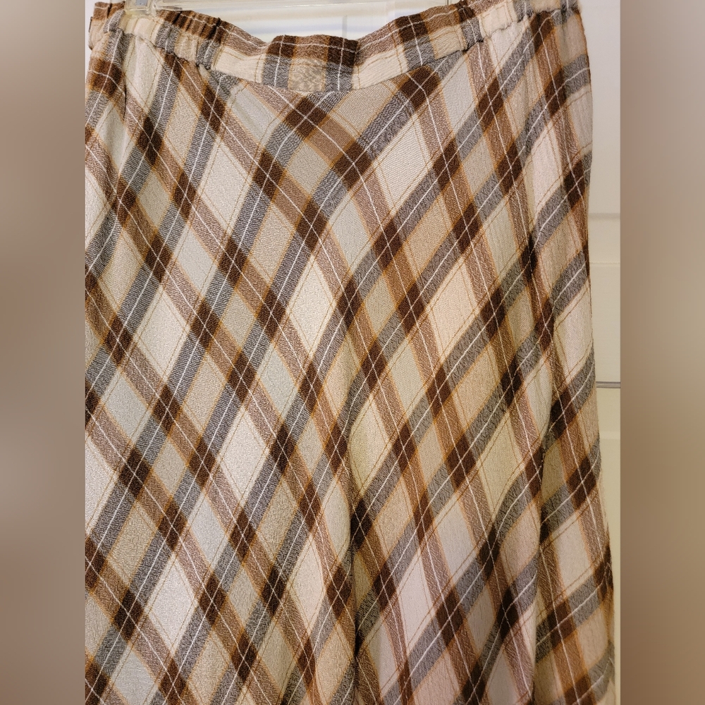 Nipon Studio Women's Plaid Maxi Skirt in Brown and Cream Vintage Size 14 NWT - Picture 2 of 7